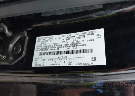 2018 Ford F-150 Xlt z USA, uszkodzony, nr VIN 1FTEX1EP7JKF28136